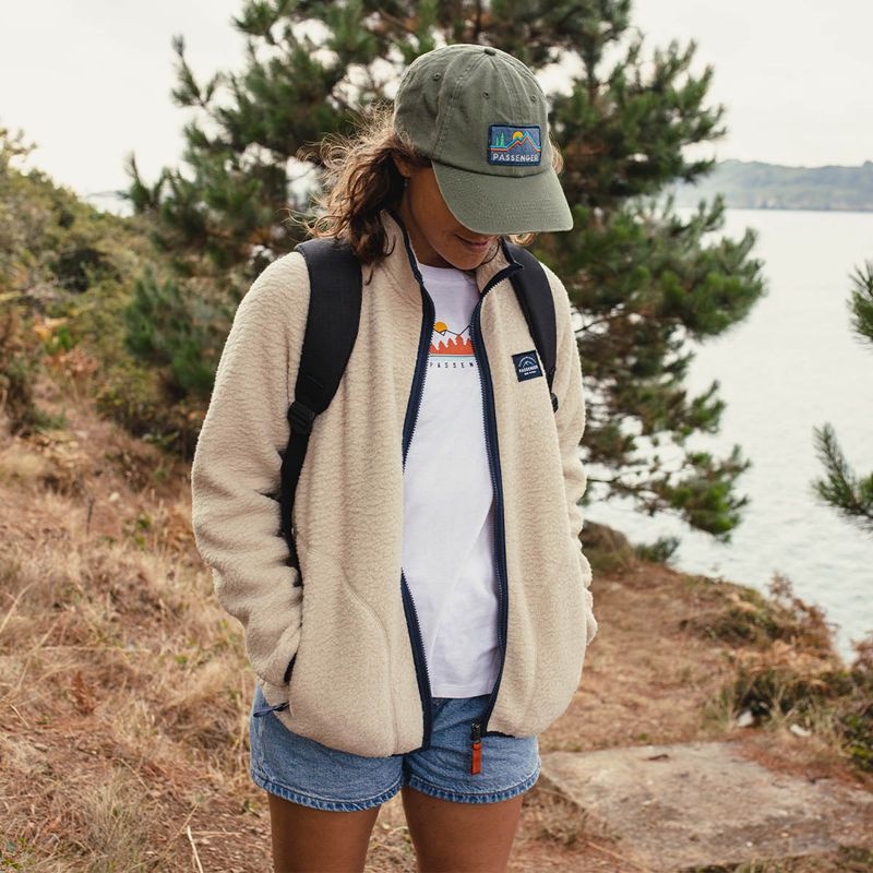 Runo Passenger Fairbanks Full Zip Recycled Sherpa Damskie Oatmeal | Polska-TZNQWE728