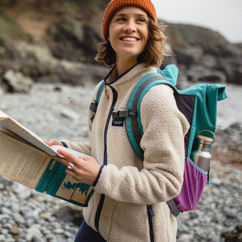 Runo Passenger Fairbanks Full Zip Recycled Sherpa Damskie Oatmeal | Polska-TZNQWE728