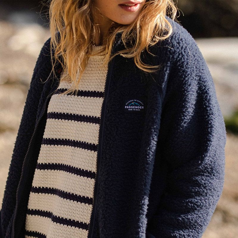 Runo Passenger Fairbanks Full Zip Recycled Sherpa Damskie Granatowe | Polska-CRYXPJ976