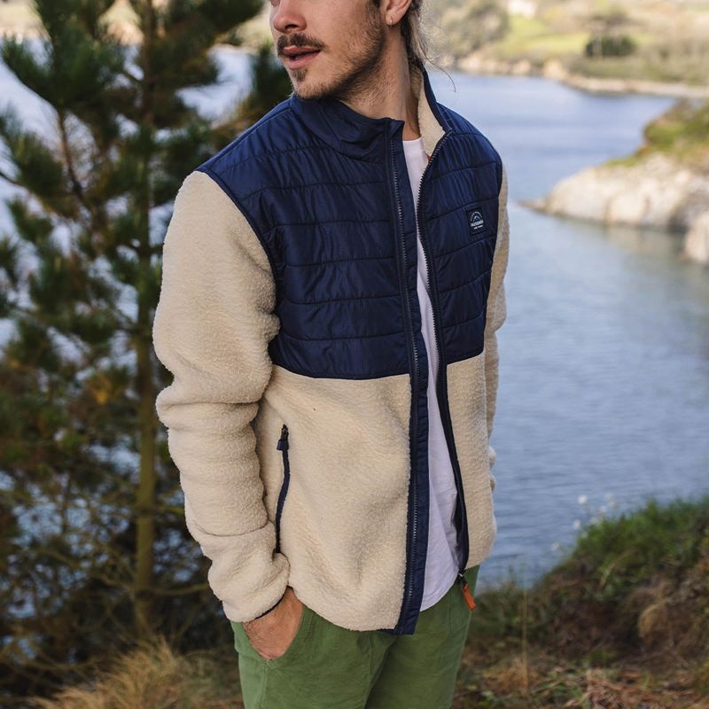 Runo Passenger Fogtrail Full Zip Recycled Sherpa Męskie Oatmeal | Polska-RDQTSW902
