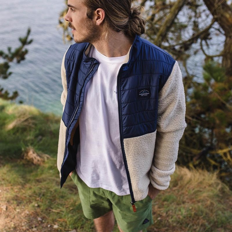 Runo Passenger Fogtrail Full Zip Recycled Sherpa Męskie Oatmeal | Polska-RDQTSW902