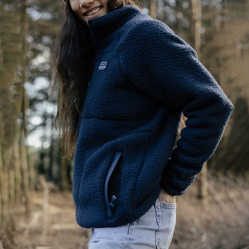 Runo Passenger Home 1/4 Zip Recycled Sherpa Damskie Granatowe | Polska-GQKWAB695