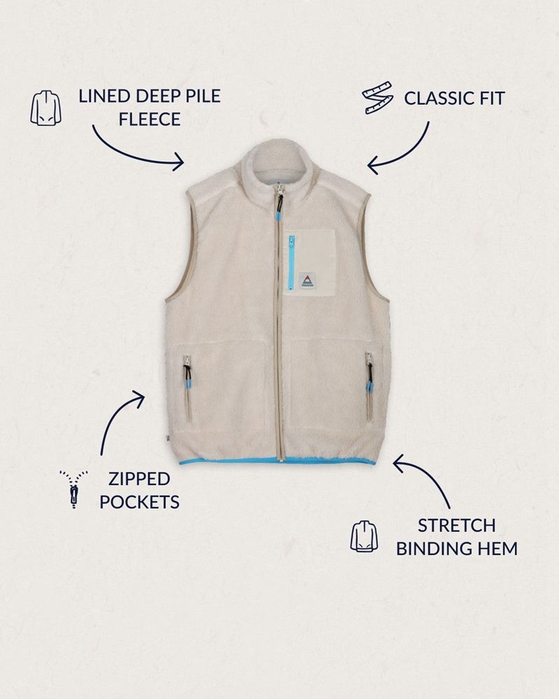 Runo Passenger Lucian Recycled Sherpa Vest Damskie Warm Ivory | Polska-DKWHYU439