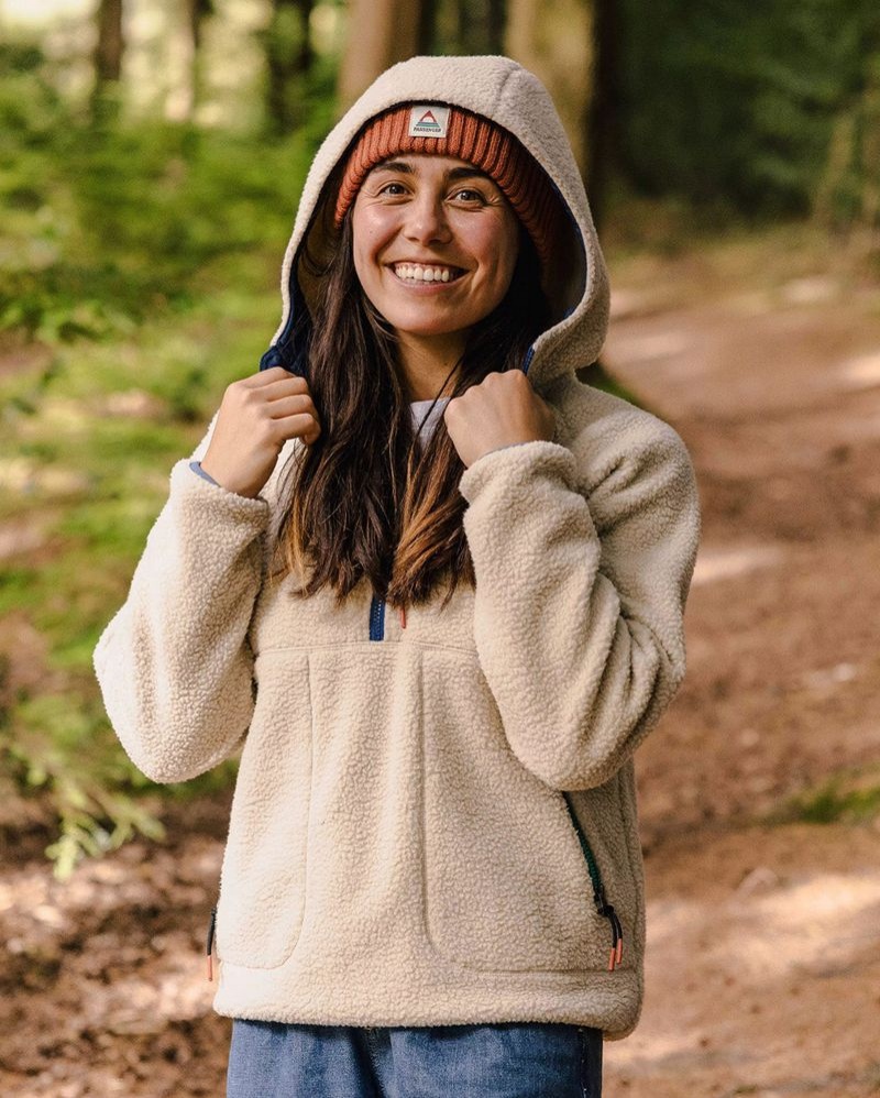 Runo Passenger Maine 2.0 1/2 Zip Recycled Sherpa Damskie Oatmeal | Polska-EZTMOU841