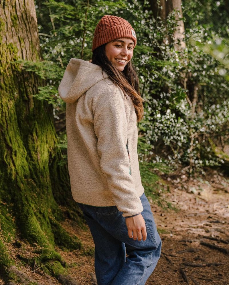 Runo Passenger Maine 2.0 1/2 Zip Recycled Sherpa Damskie Oatmeal | Polska-EZTMOU841