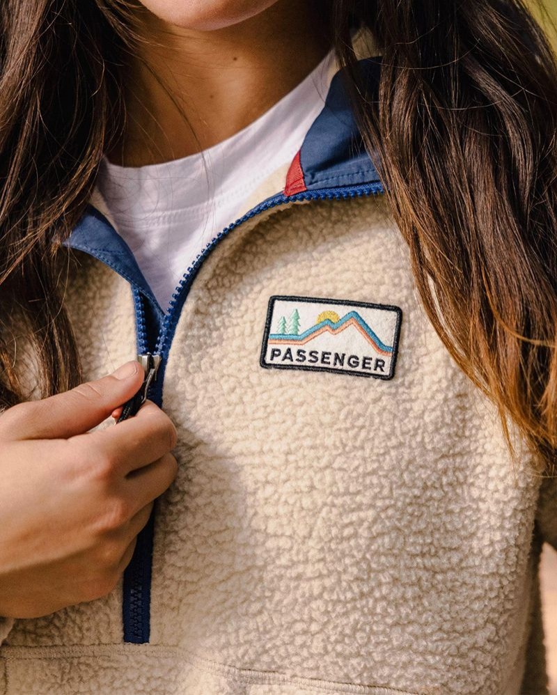 Runo Passenger Maine 2.0 1/2 Zip Recycled Sherpa Damskie Oatmeal | Polska-EZTMOU841