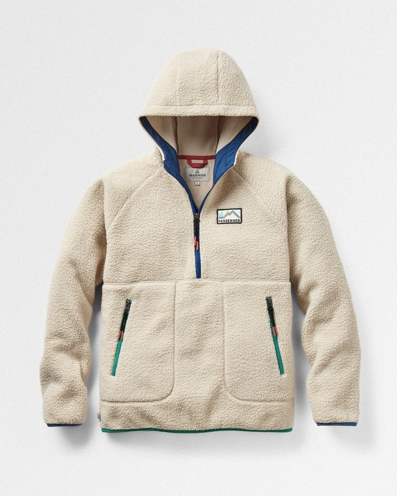 Runo Passenger Maine 2.0 1/2 Zip Recycled Sherpa Damskie Oatmeal | Polska-EZTMOU841