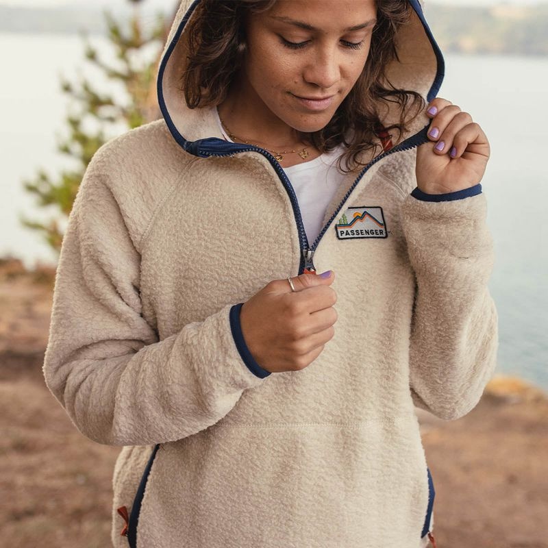 Runo Passenger Maine Zakapturzony Recycled Sherpa Damskie Oatmeal | Polska-TEJDWX653