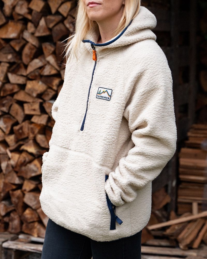 Runo Passenger Maine Zakapturzony Recycled Sherpa Damskie Oatmeal | Polska-TEJDWX653