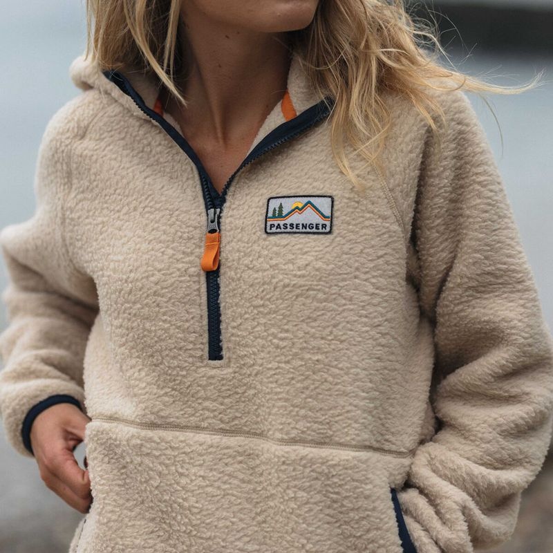 Runo Passenger Maine Zakapturzony Recycled Sherpa Damskie Oatmeal | Polska-TEJDWX653