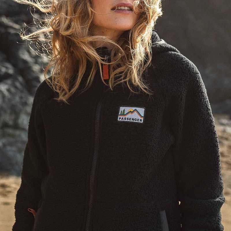 Runo Passenger North Coast Full Zip Recycled Sherpa Damskie Czarne | Polska-TBDLMG428