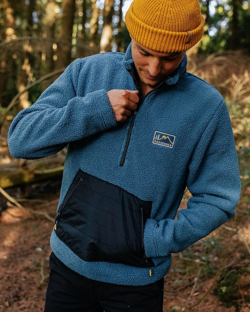 Runo Passenger Oceanside Recycled Polar-Podszewką Sherpa Męskie Niebieskie | Polska-WDEBNJ361