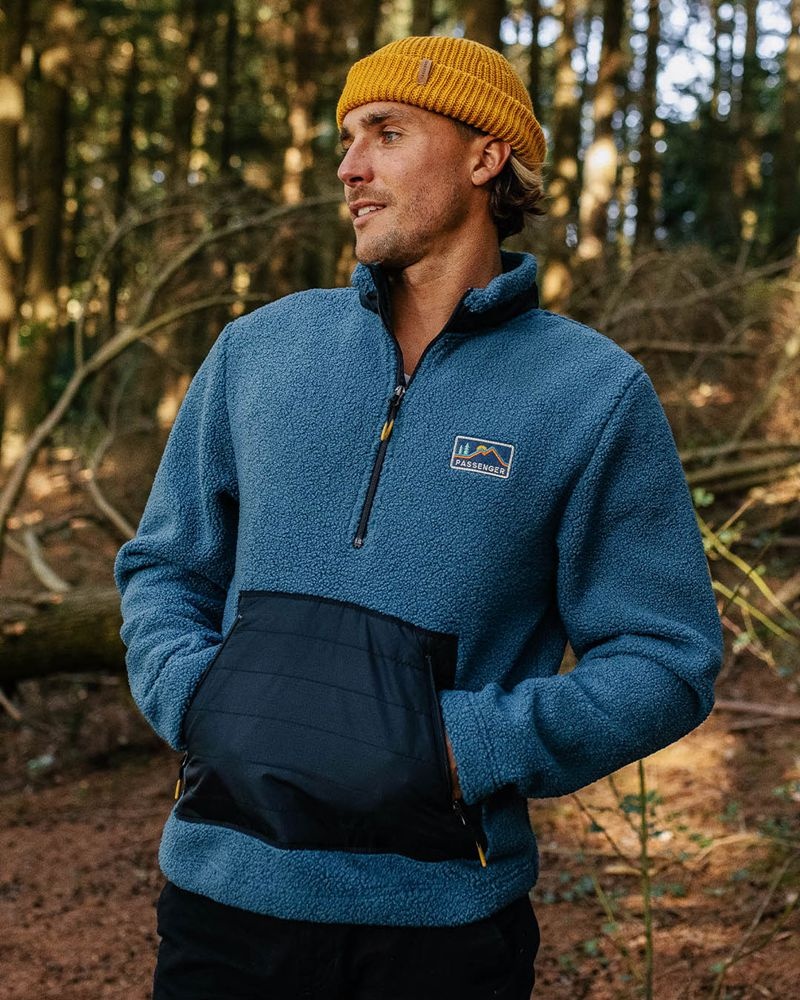 Runo Passenger Oceanside Recycled Polar-Podszewką Sherpa Męskie Niebieskie | Polska-WDEBNJ361