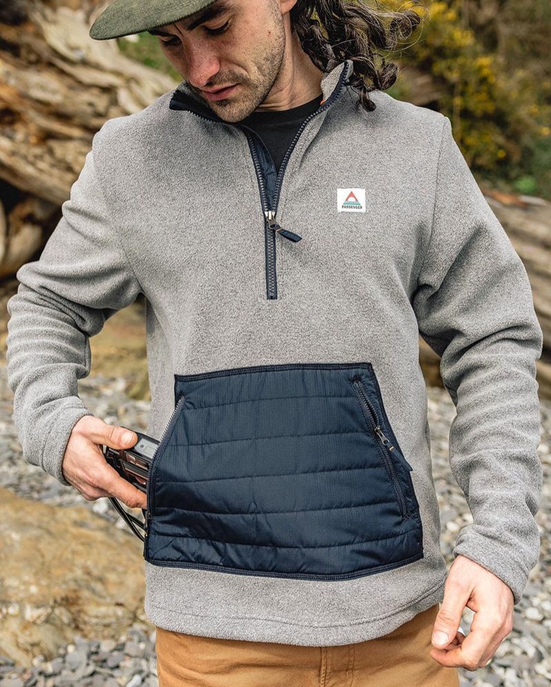 Runo Passenger Oceanside Recycled Polar Męskie Szare | Polska-RTUWMO742