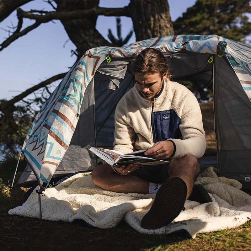 Runo Passenger Offgrid 1/4 Zip Recycled Sherpa Męskie Oatmeal/Navy | Polska-RUEDZL056