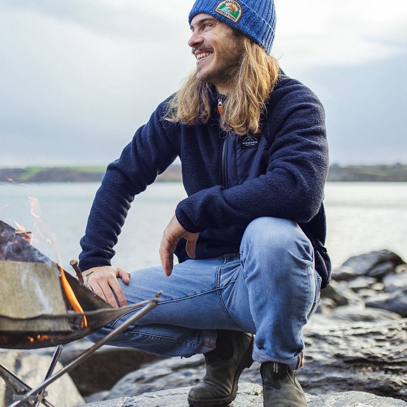 Runo Passenger Offgrid 1/4 Zip Recycled Sherpa Męskie Granatowe | Polska-EWPUDQ245