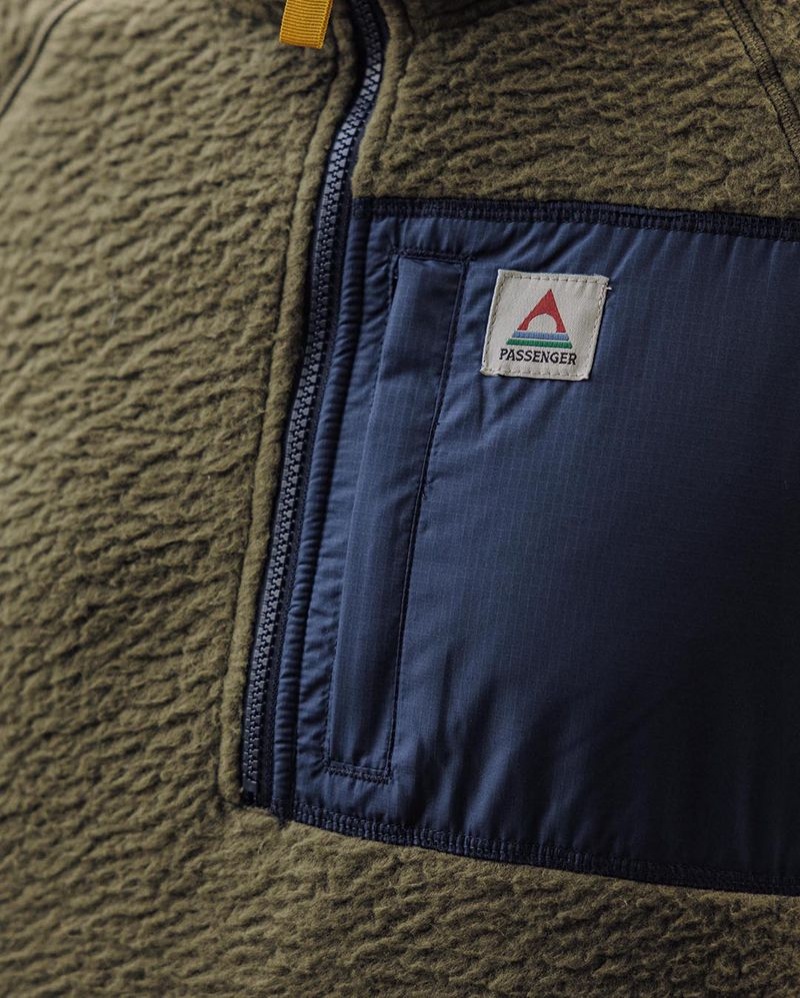 Runo Passenger Offgrid 1/4 Zip Recycled Sherpa Męskie Zielone | Polska-XORMWN926