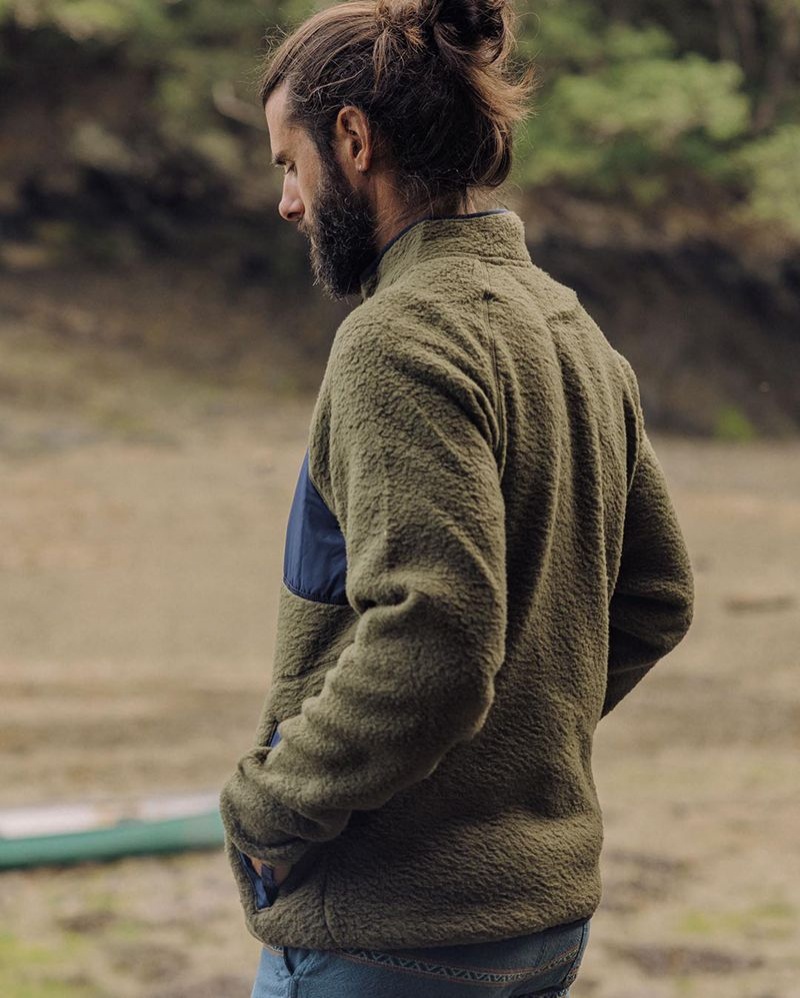Runo Passenger Offgrid 1/4 Zip Recycled Sherpa Męskie Zielone | Polska-XORMWN926