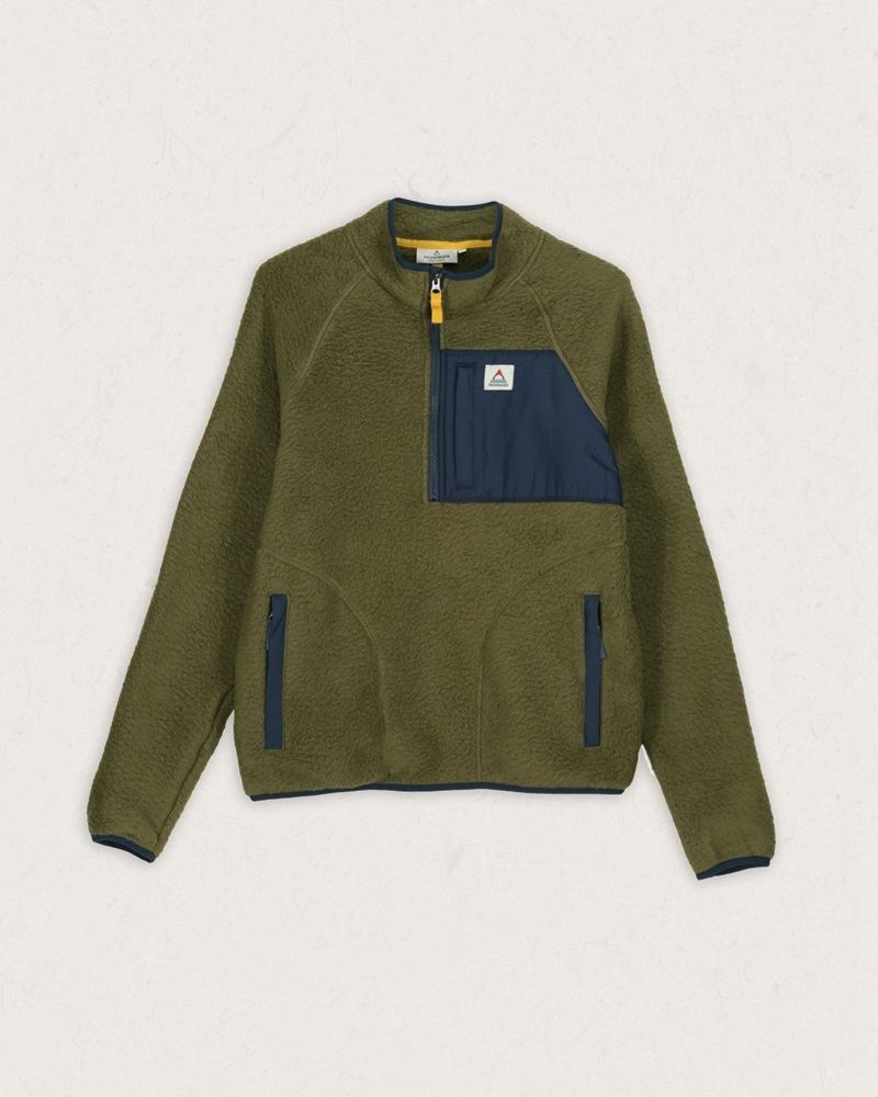 Runo Passenger Offgrid 1/4 Zip Recycled Sherpa Męskie Zielone | Polska-XORMWN926