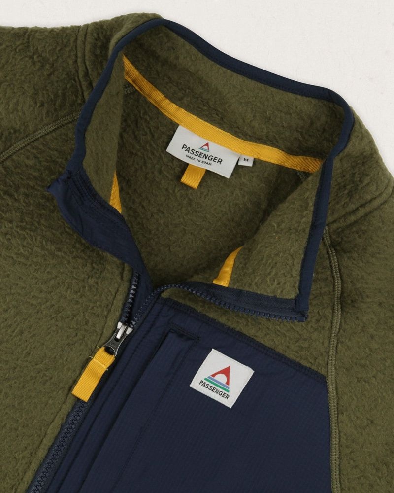 Runo Passenger Offgrid 1/4 Zip Recycled Sherpa Męskie Zielone | Polska-XORMWN926
