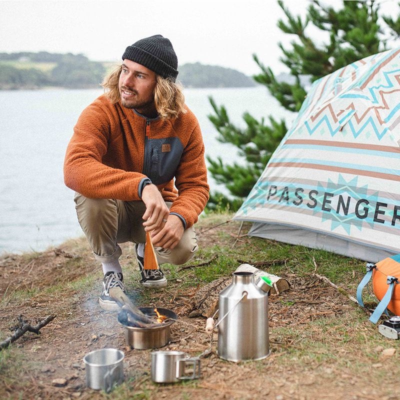 Runo Passenger Offgrid 1/4 Zip Recycled Sherpa Męskie Pomarańczowe Brązowe | Polska-EFPRBI046