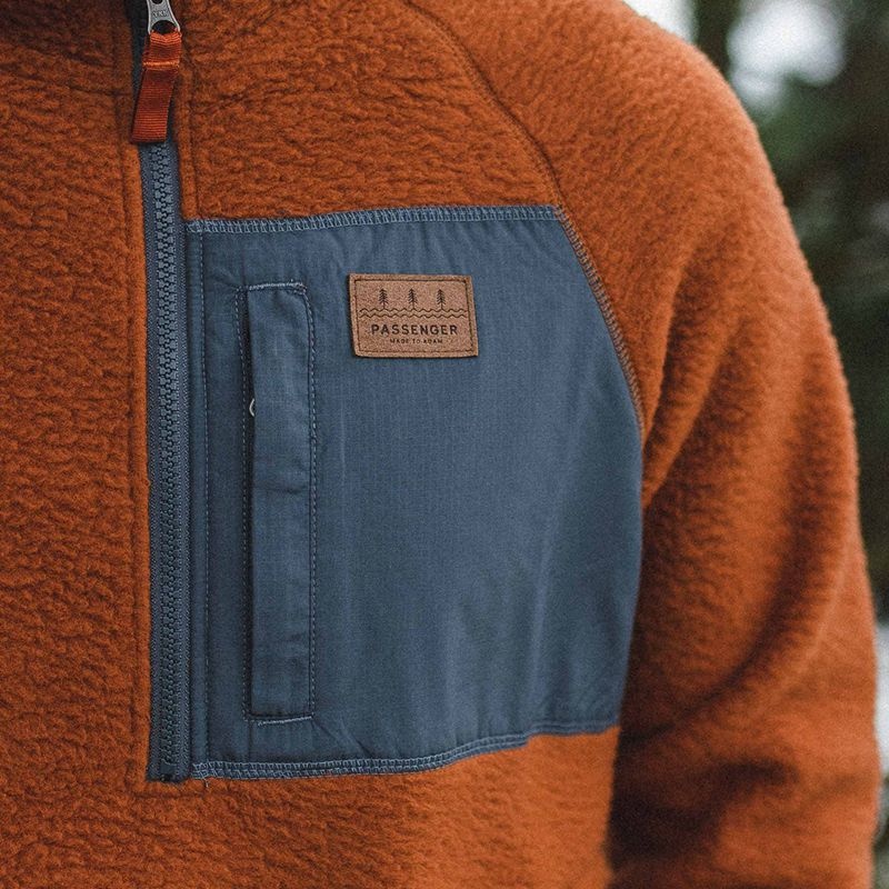 Runo Passenger Offgrid 1/4 Zip Recycled Sherpa Męskie Pomarańczowe Brązowe | Polska-EFPRBI046