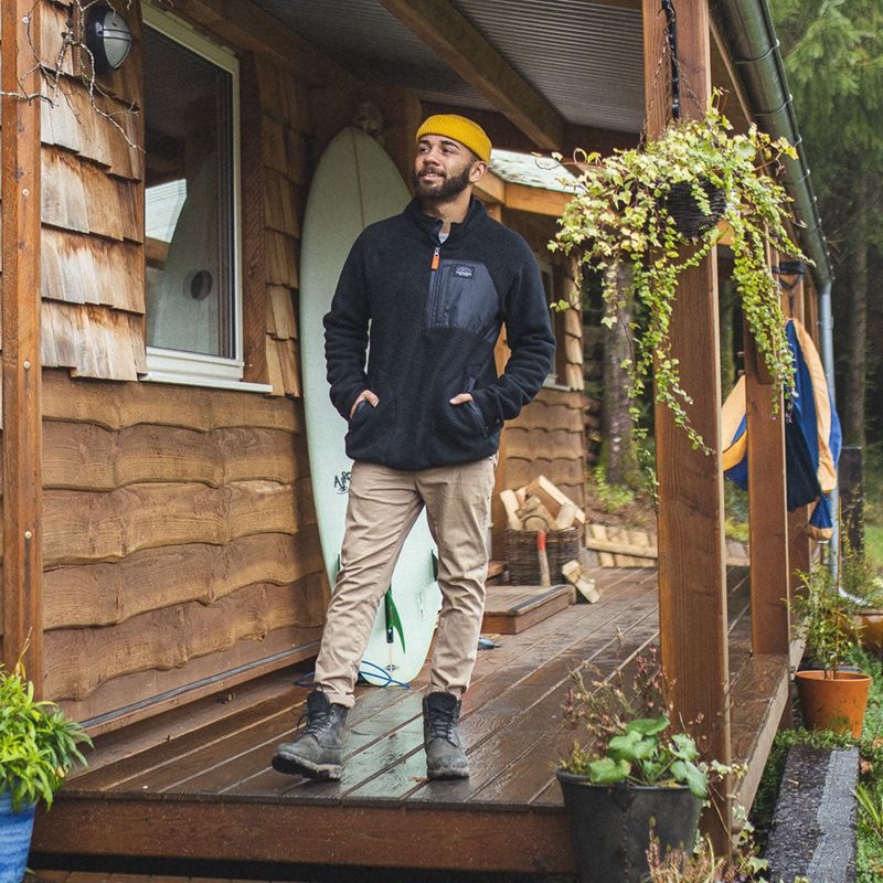 Runo Passenger Offgrid 1/4 Zip Recycled Sherpa Męskie Czarne | Polska-OFWHCD341