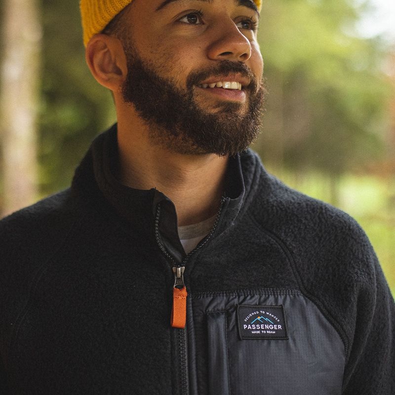 Runo Passenger Offgrid 1/4 Zip Recycled Sherpa Męskie Czarne | Polska-OFWHCD341