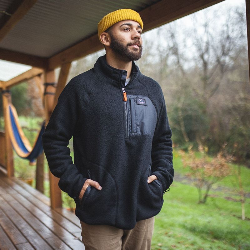 Runo Passenger Offgrid 1/4 Zip Recycled Sherpa Męskie Czarne | Polska-OFWHCD341