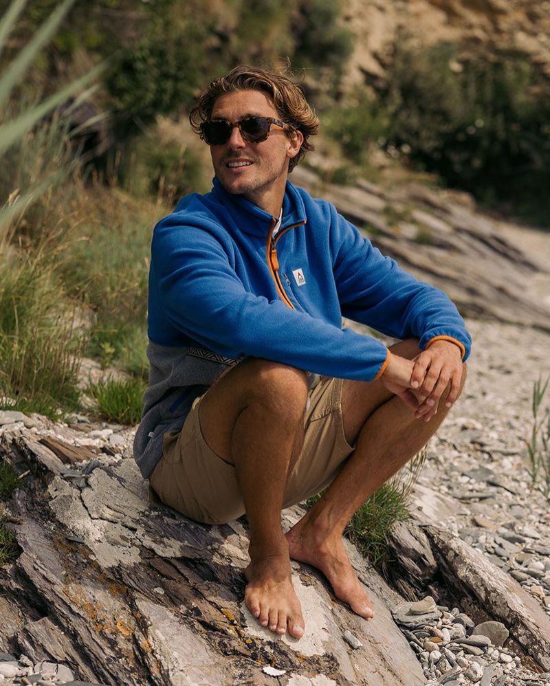 Runo Passenger Ridge Full Zip Recycled Polar Męskie True Blue/Grey Marl | Polska-UQZEAK153