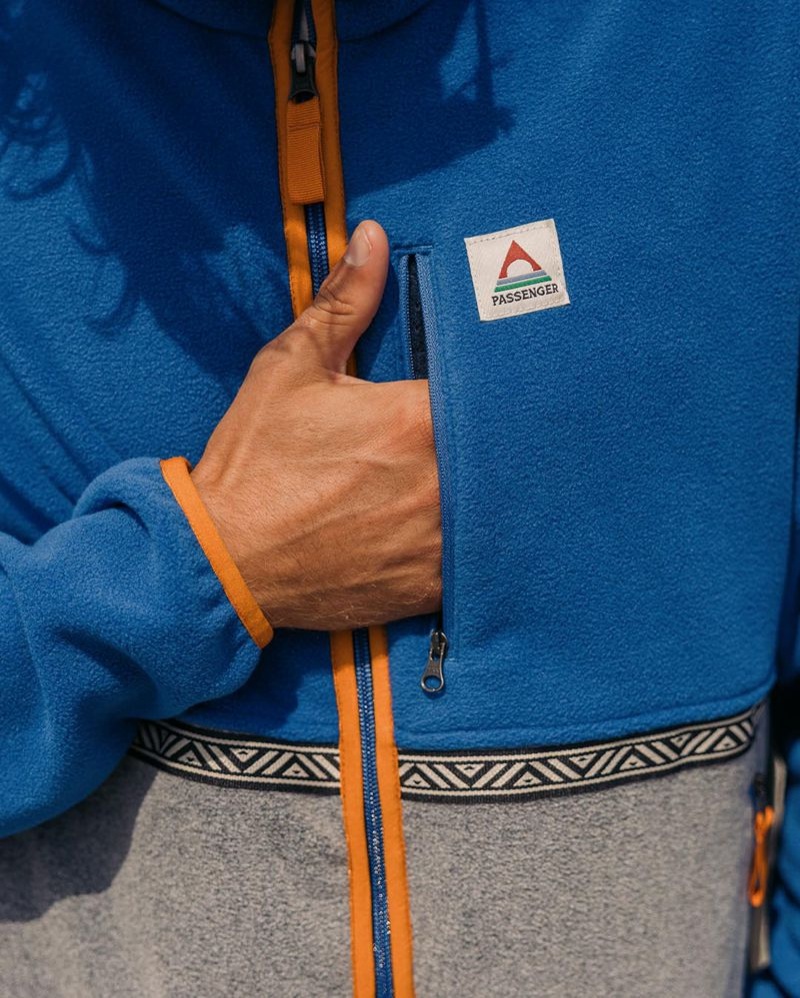 Runo Passenger Ridge Full Zip Recycled Polar Męskie True Blue/Grey Marl | Polska-UQZEAK153