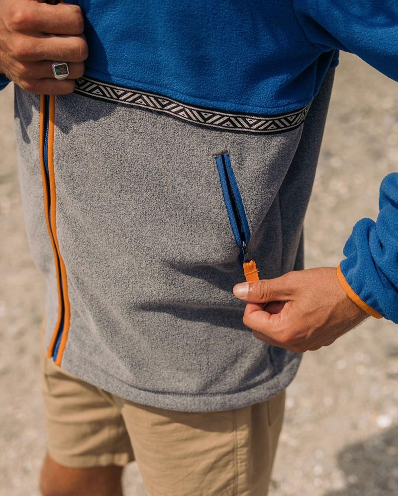 Runo Passenger Ridge Full Zip Recycled Polar Męskie True Blue/Grey Marl | Polska-UQZEAK153