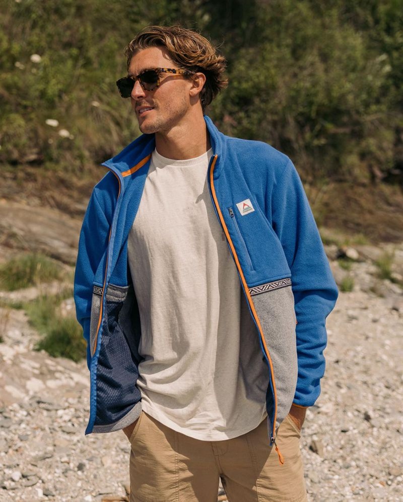 Runo Passenger Ridge Full Zip Recycled Polar Męskie True Blue/Grey Marl | Polska-UQZEAK153