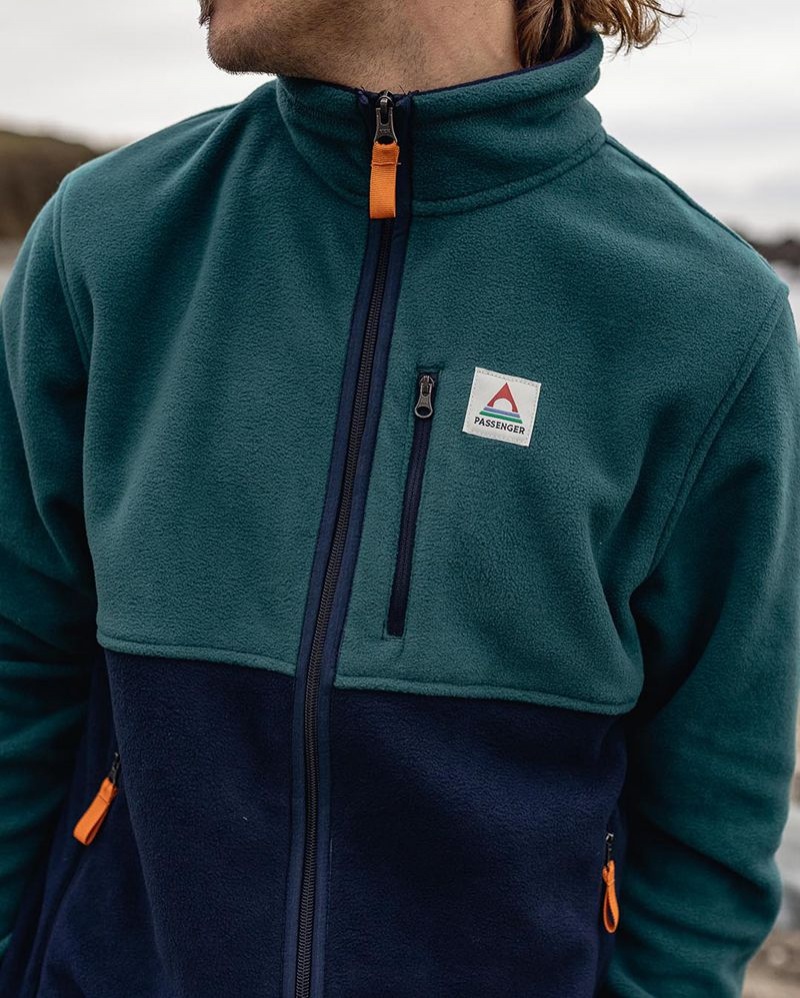 Runo Passenger Ridge Full Zip Recycled Polar Męskie Granatowe | Polska-LAIBPH573