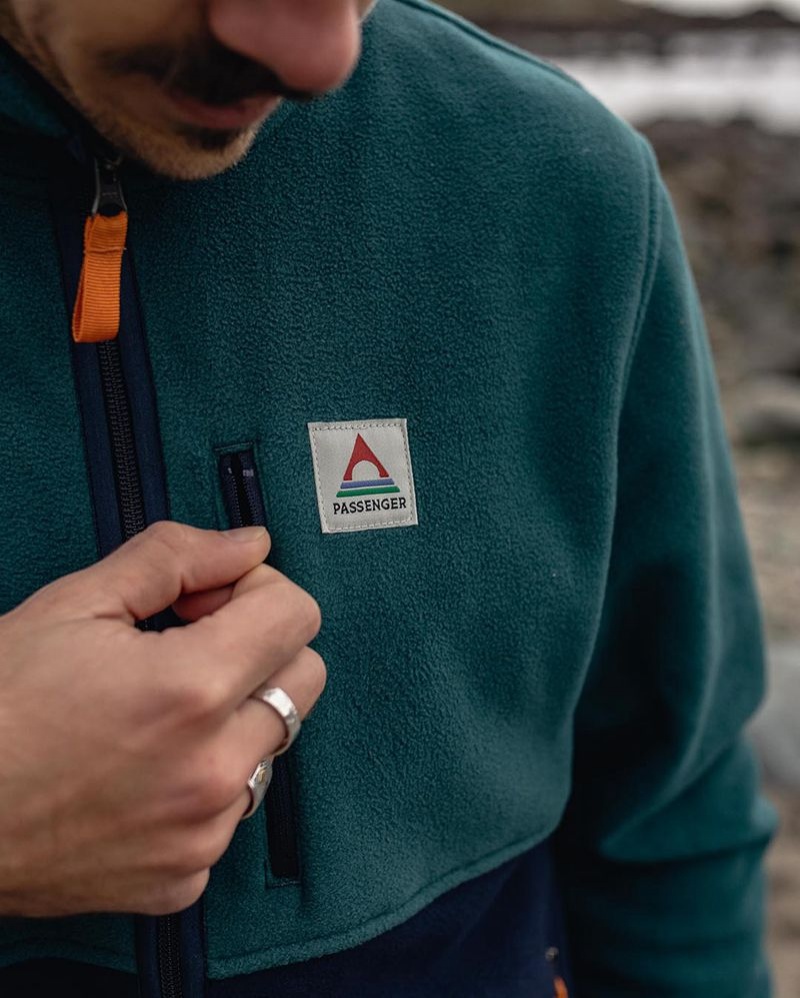 Runo Passenger Ridge Full Zip Recycled Polar Męskie Granatowe | Polska-LAIBPH573
