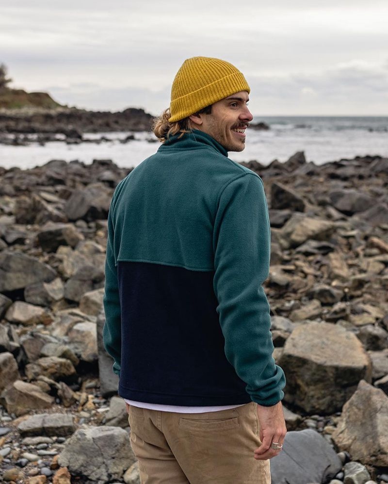 Runo Passenger Ridge Full Zip Recycled Polar Męskie Granatowe | Polska-LAIBPH573