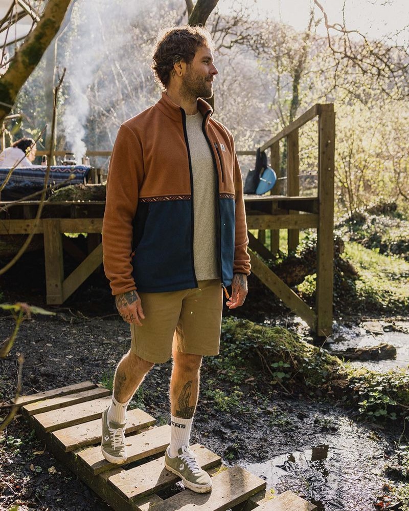 Runo Passenger Ridge Full Zip Recycled Polar Męskie Pomarańczowe Brązowe | Polska-MQRUYL169