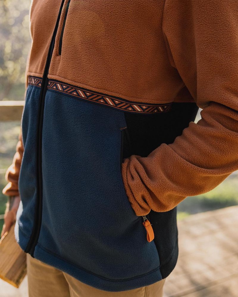 Runo Passenger Ridge Full Zip Recycled Polar Męskie Pomarańczowe Brązowe | Polska-MQRUYL169