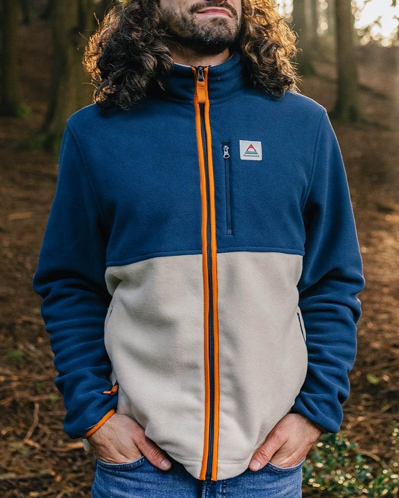 Runo Passenger Ridge Full Zip Recycled Polar Męskie Ciemny | Polska-RNKMUL586