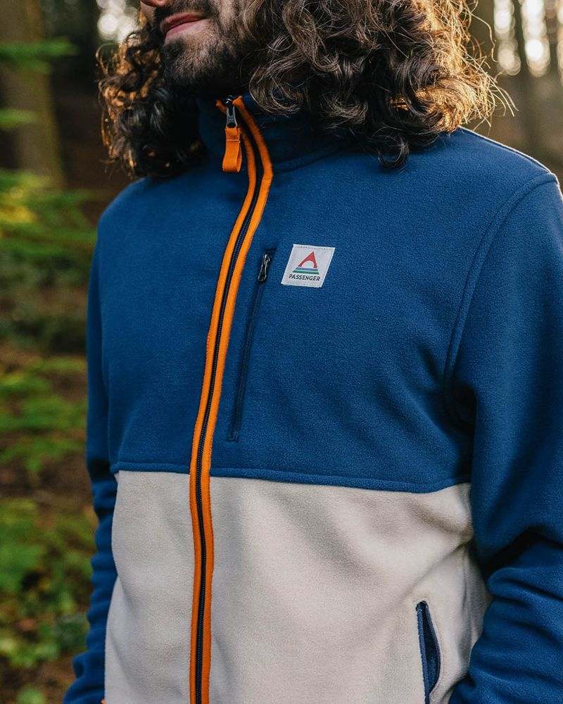 Runo Passenger Ridge Full Zip Recycled Polar Męskie Ciemny | Polska-RNKMUL586