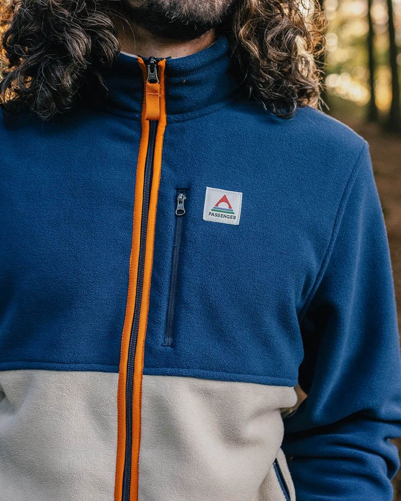 Runo Passenger Ridge Full Zip Recycled Polar Męskie Ciemny | Polska-RNKMUL586