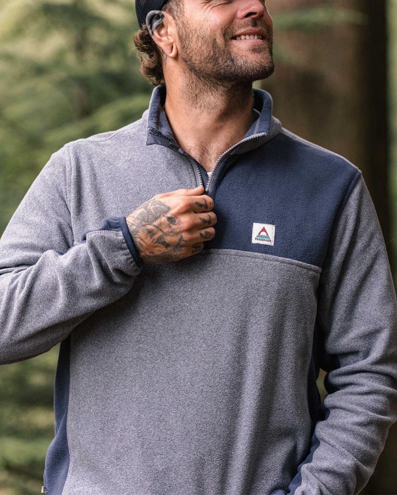 Runo Passenger Root Recycled Polar 1/4 Zip Męskie Szare | Polska-FYLEAZ972