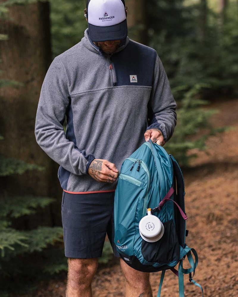 Runo Passenger Root Recycled Polar 1/4 Zip Męskie Szare | Polska-FYLEAZ972