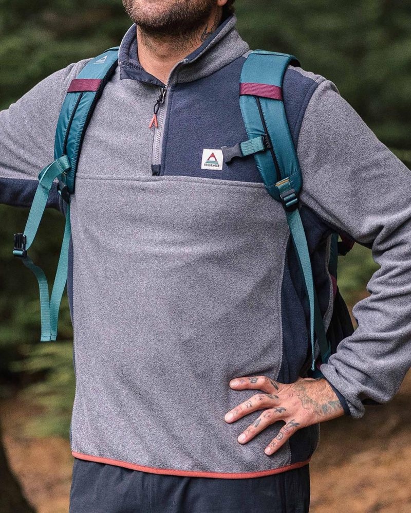 Runo Passenger Root Recycled Polar 1/4 Zip Męskie Szare | Polska-FYLEAZ972