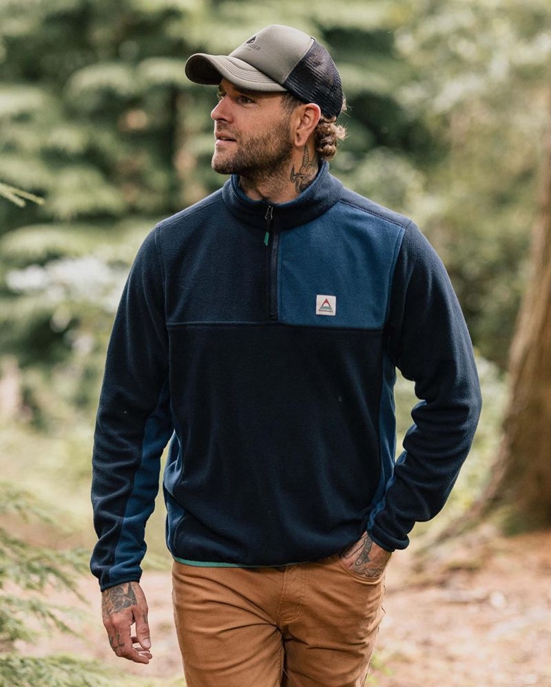 Runo Passenger Root Recycled Polar 1/4 Zip Męskie Jasny Granatowe | Polska-UQLFOP140