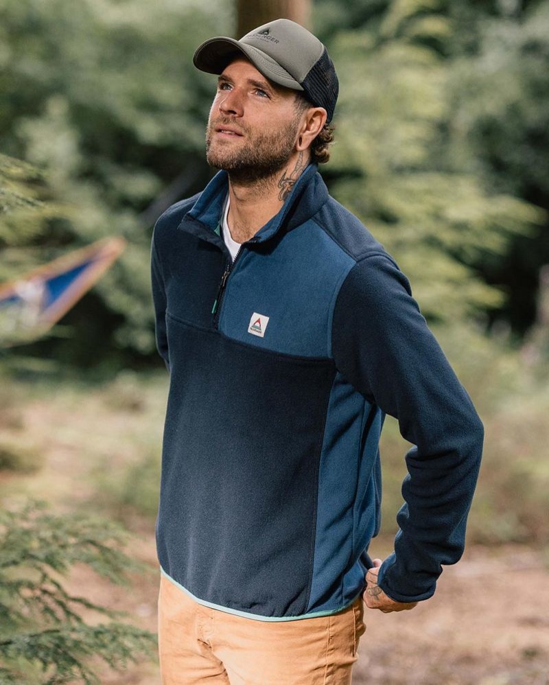 Runo Passenger Root Recycled Polar 1/4 Zip Męskie Jasny Granatowe | Polska-UQLFOP140