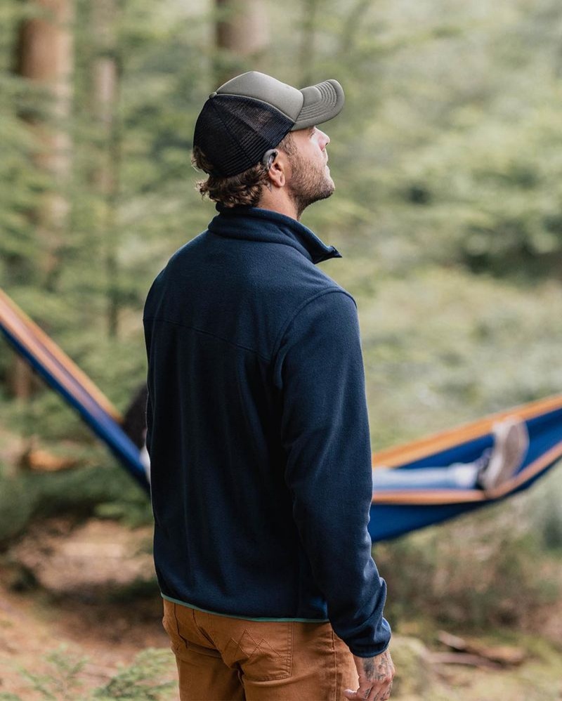 Runo Passenger Root Recycled Polar 1/4 Zip Męskie Jasny Granatowe | Polska-UQLFOP140
