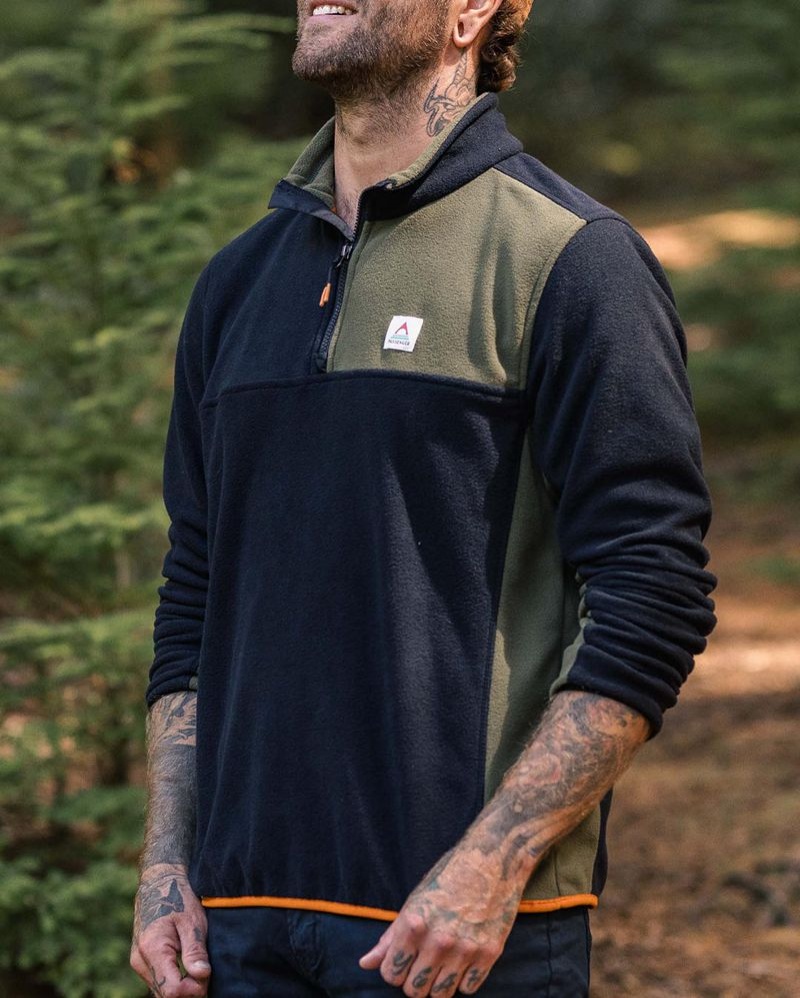 Runo Passenger Root Recycled Polar 1/4 Zip Męskie Czarne | Polska-LYEVJU091