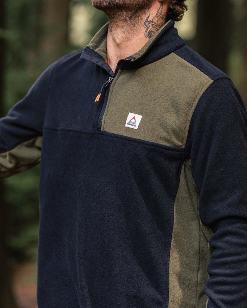 Runo Passenger Root Recycled Polar 1/4 Zip Męskie Czarne | Polska-LYEVJU091