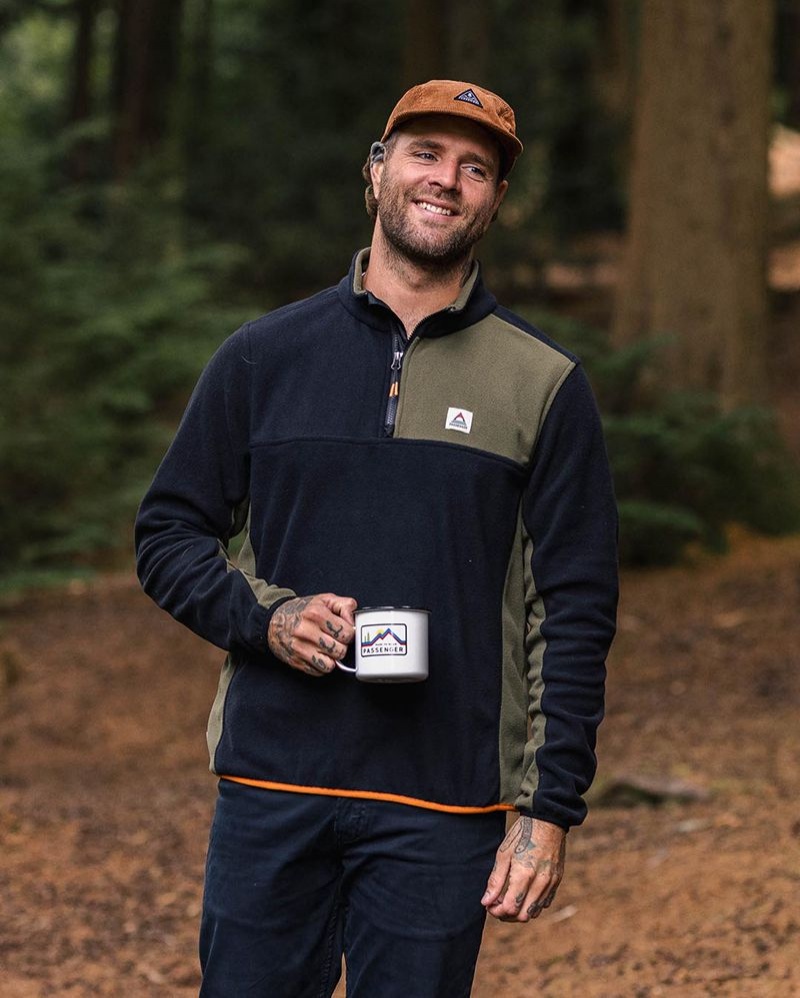 Runo Passenger Root Recycled Polar 1/4 Zip Męskie Czarne | Polska-LYEVJU091